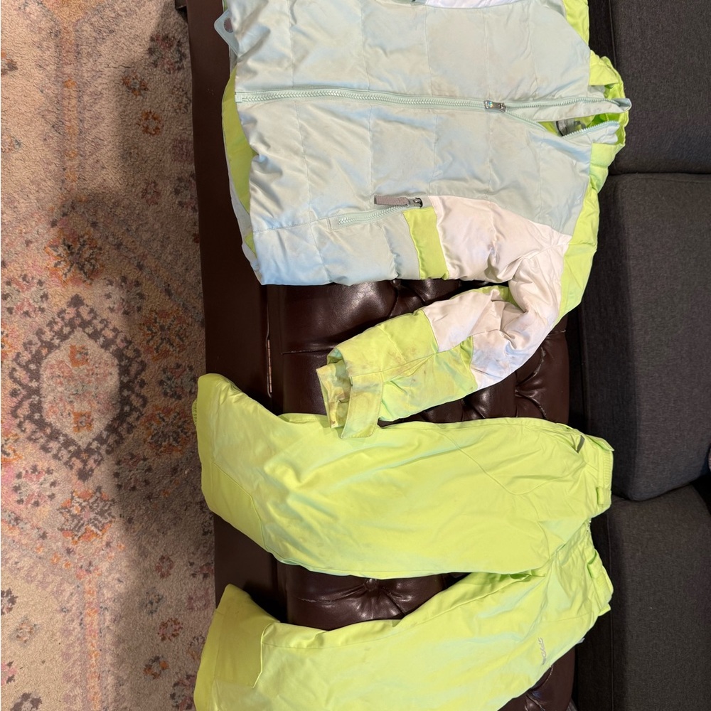 Spyder Light Blue and Neon Yellow Ski Set